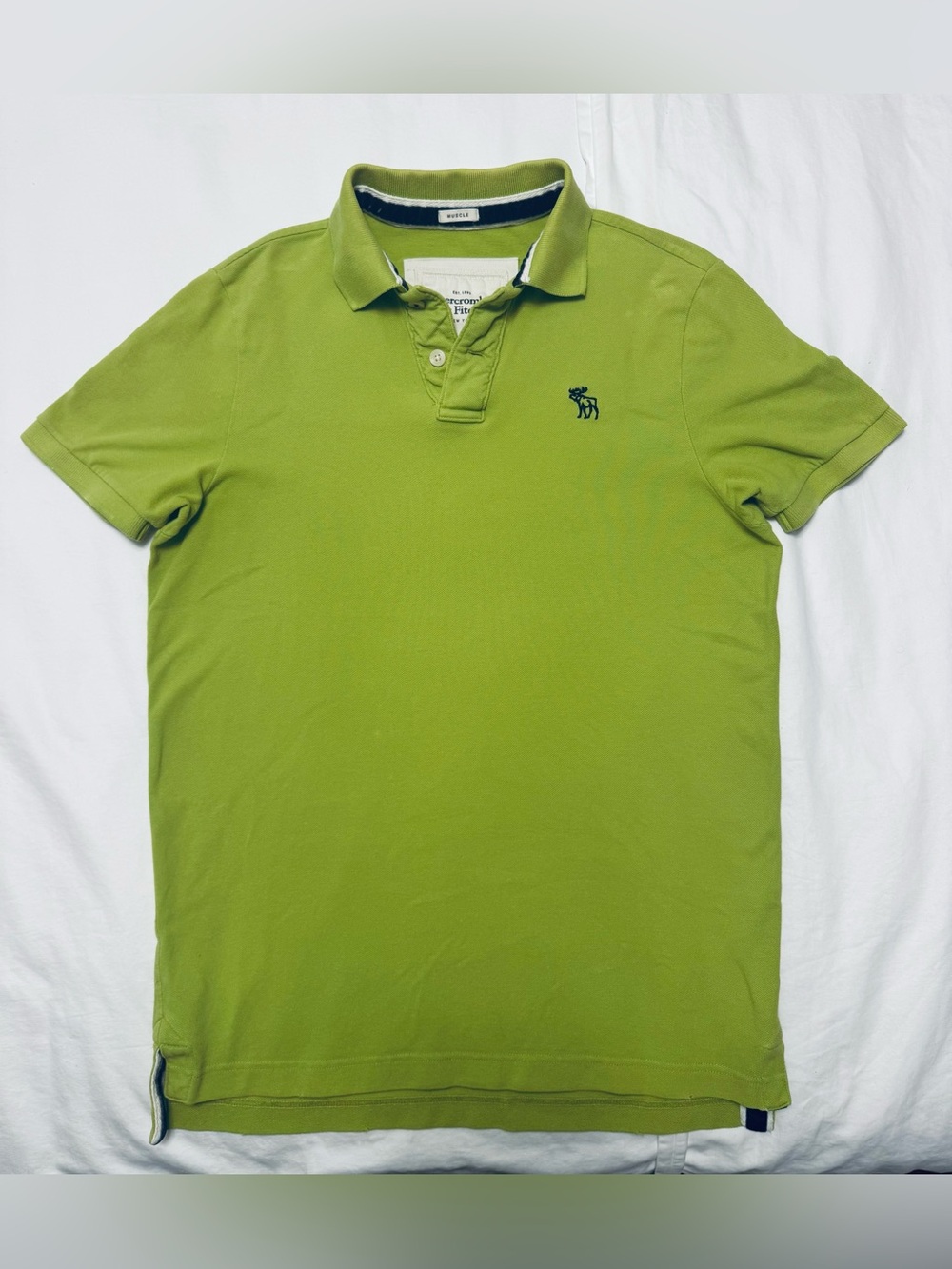 Abercrombie & Fitch Lime Green Polo Shirt with Navy Logo